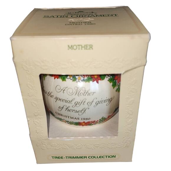 Vintage 1980 Hallmark Keepsake Unbreakable satin mother Satin Ball Ornament - Picture 1 of 7